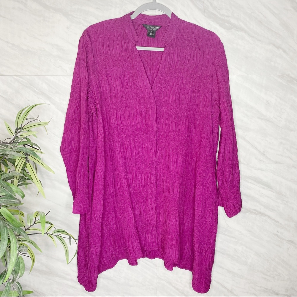 Citron Textured Tunic Button Up Medium